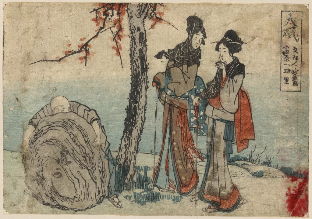 Traditional Japanese Art Historical Scene Cultural Depiction Woodblock Print Historical Figures