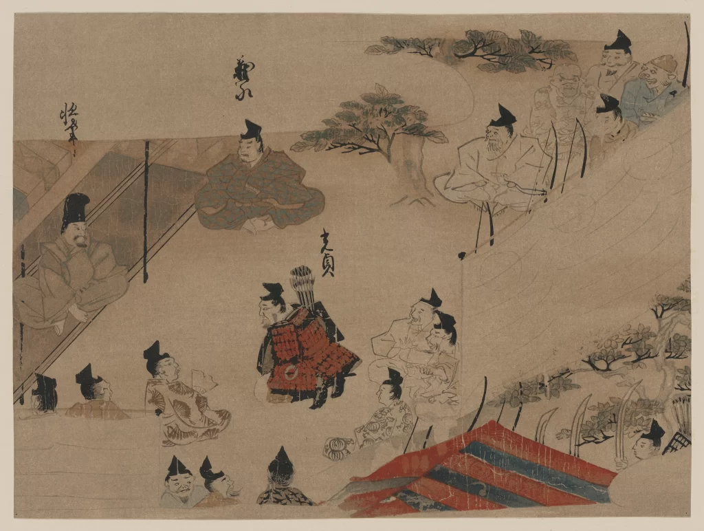 Traditional Japanese Art Historical Scene Samurai Cultural Depiction Ink Painting