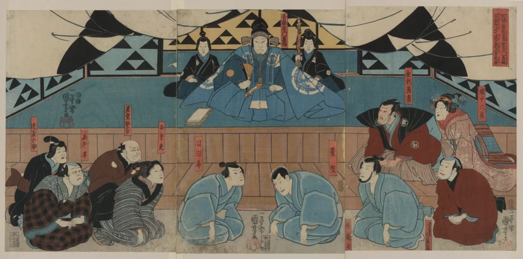 Traditional Japanese Art Historical Scene Samurai Cultural Depiction Ukiyo-e Style