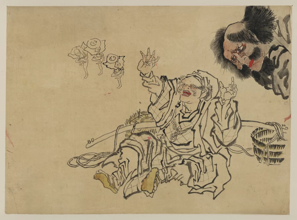 Traditional Japanese Art Ink Painting Historical Figures Cultural Expression Narrative Illustration