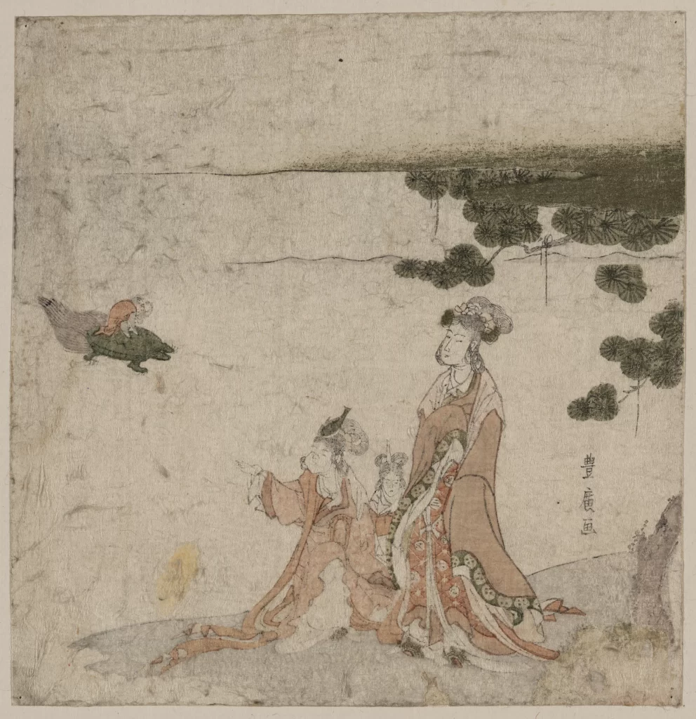 Traditional Japanese Art Painting Figures Nature