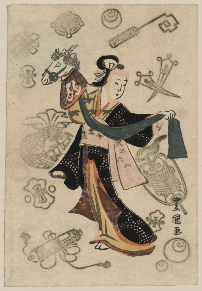 Traditional Japanese Art Print Warrior Horse Armor