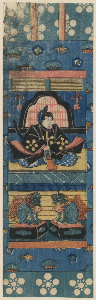 Traditional Japanese Art Samurai Cultural Heritage Historical Figure Textile Design Symbolic Elements