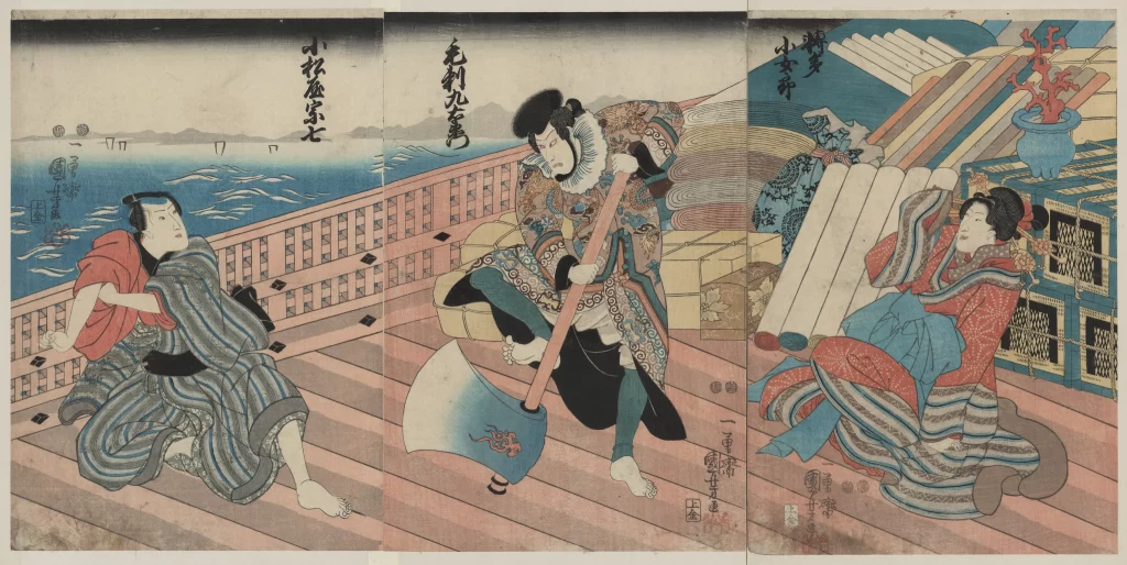 Traditional Japanese Art Samurai Ukiyo-e Historical Scene Cultural Depiction