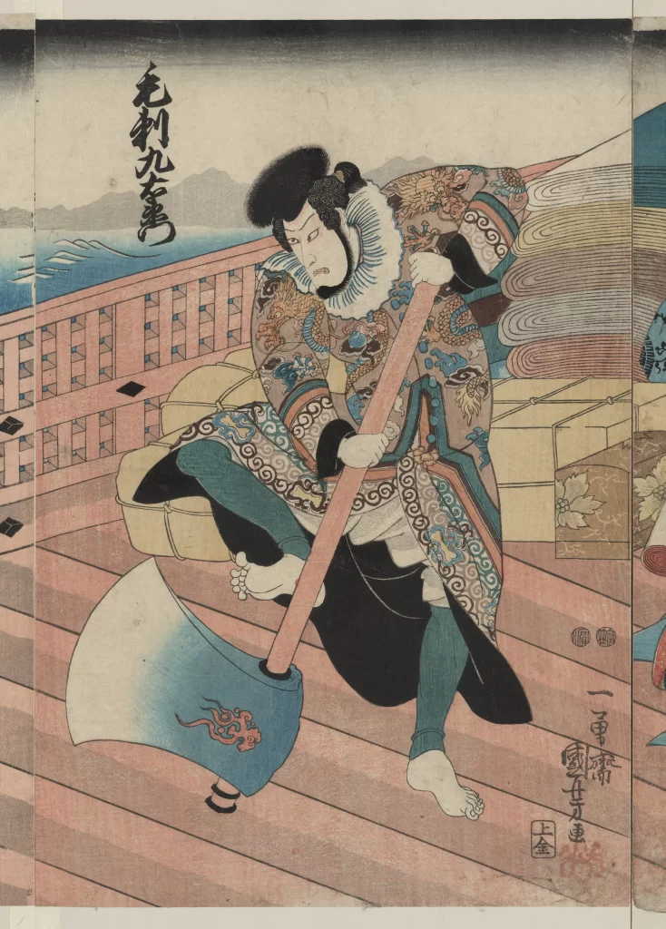 Traditional Japanese Art Samurai Warrior Woodblock Print Historical Scene