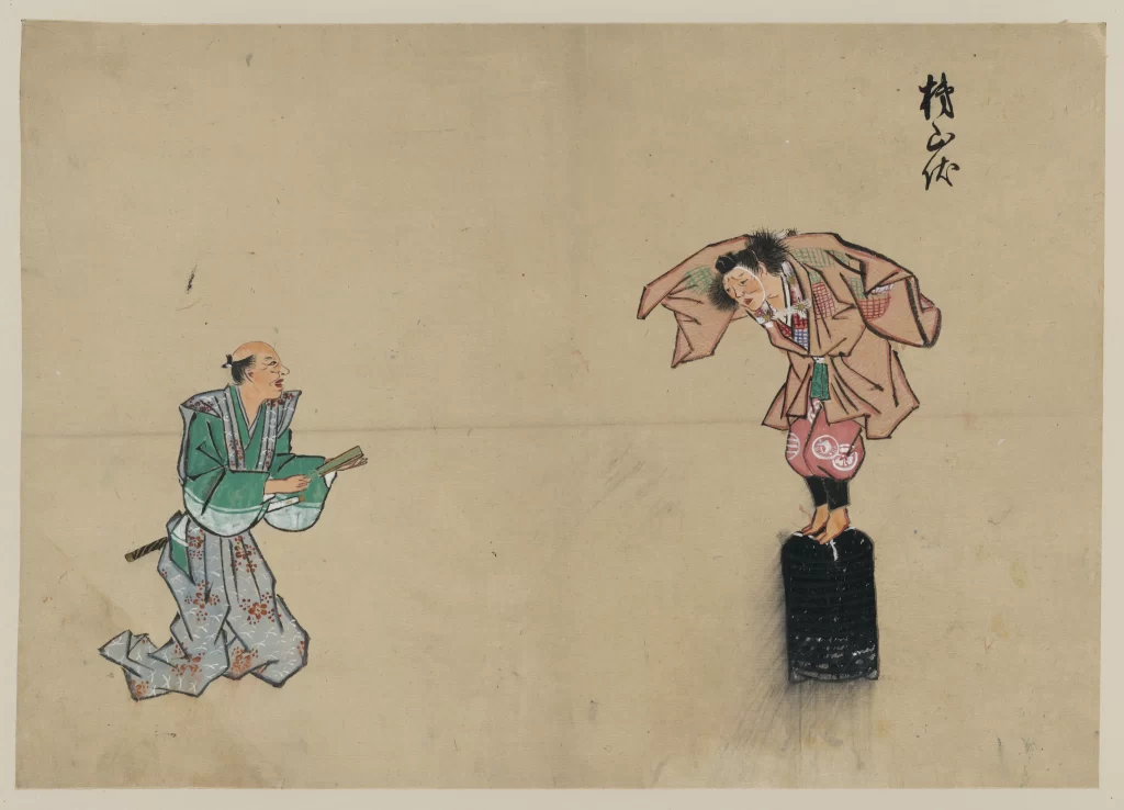 Traditional Japanese Art Sumo Wrestler Cultural Depiction Historical Scene Ink Painting