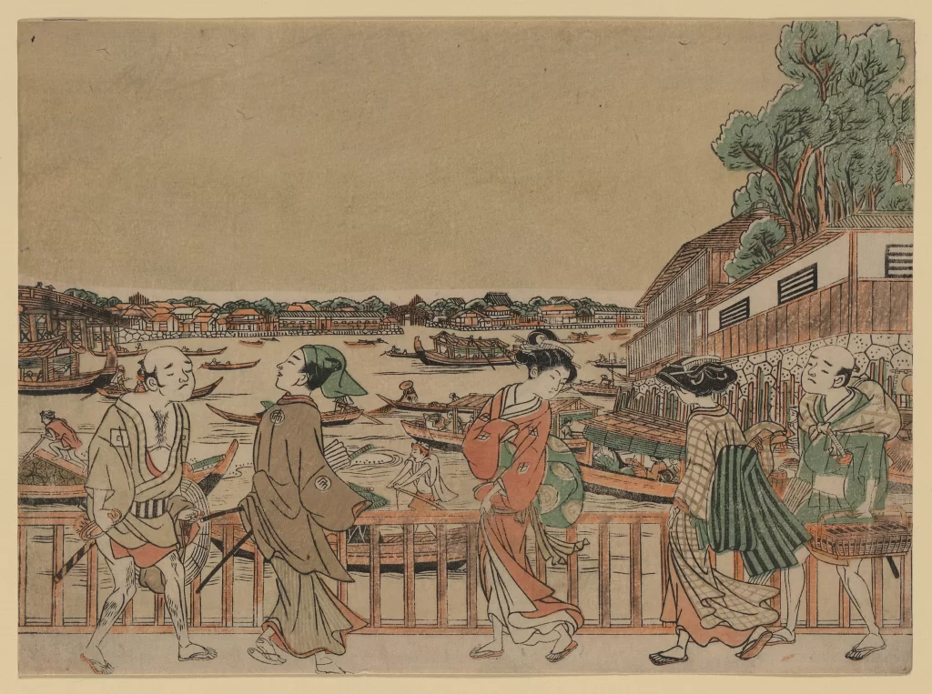 People River Boats Traditional Clothing Trees Buildings