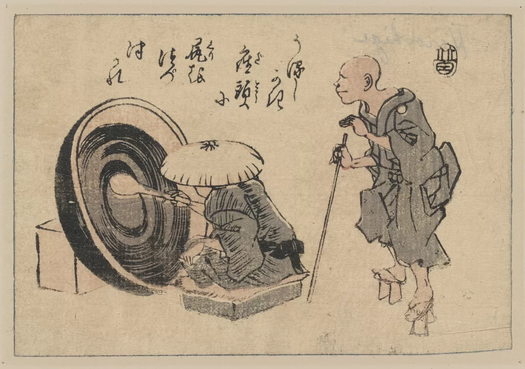Bald Man Umbrella Wheel Black White
