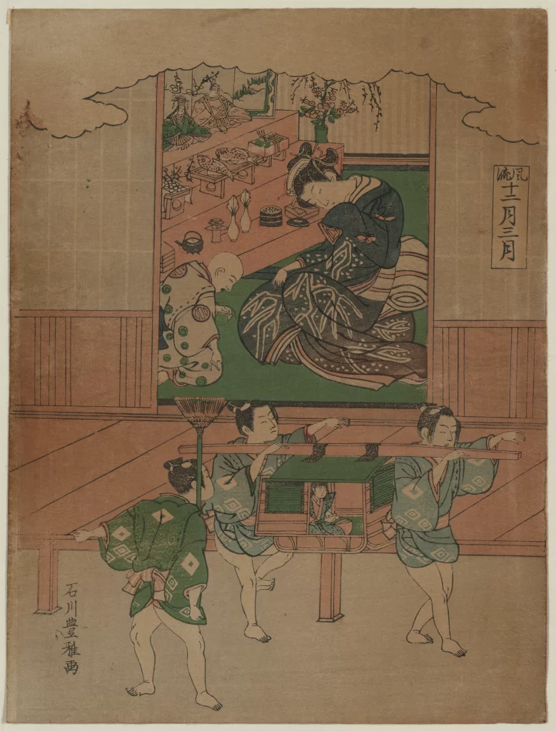 Traditional Japanese Art Ukiyo-e Cultural Scene Historical Setting Indoor Activity Daily Life