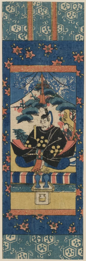 Traditional Japanese Art Ukiyo-e Historical Figure Patterned Border Cultural Heritage