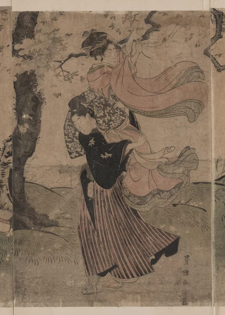 Traditional Japanese Art Ukiyo-e Historical Scene Cultural Depiction Nature Setting