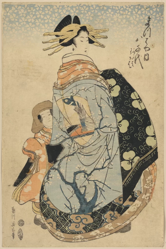 Traditional Japanese Art Ukiyo-e Kimono Woman Child Cultural Heritage