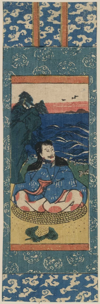 Traditional Japanese Art Ukiyo-e Nature Waves Figure Patterned Background