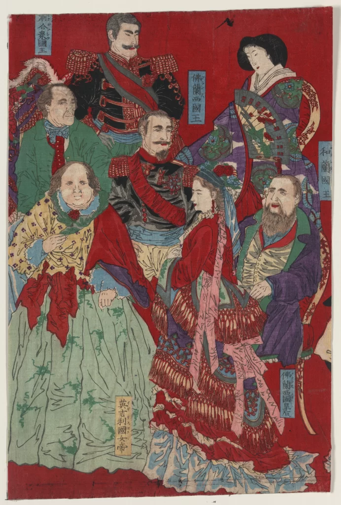 Traditional Japanese Art Ukiyoe Historical Figures Colorful Costumes