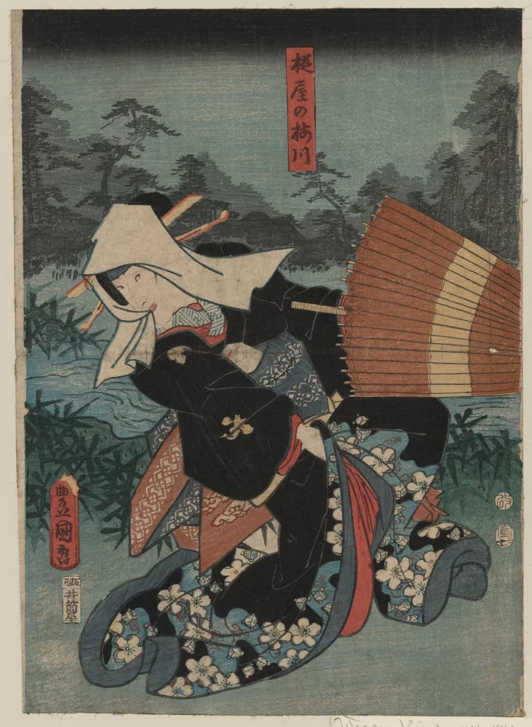 Traditional Japanese Art Woman Kimono Umbrella Nature Cultural Heritage
