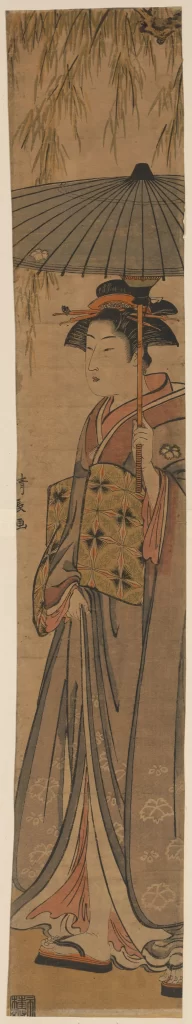 Traditional Japanese Art Woman Umbrella Kimono Nature Elegance