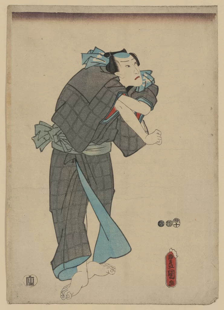 Traditional Japanese Attire Dynamic Pose Sumo Wrestler Ukiyo-e Style Cultural Art Historical Depiction