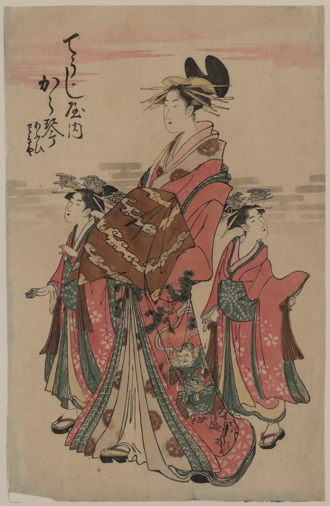 Traditional Japanese Attire Elegant Women Ukiyo-e Art Cultural Heritage Historical Fashion Detailed Patterns