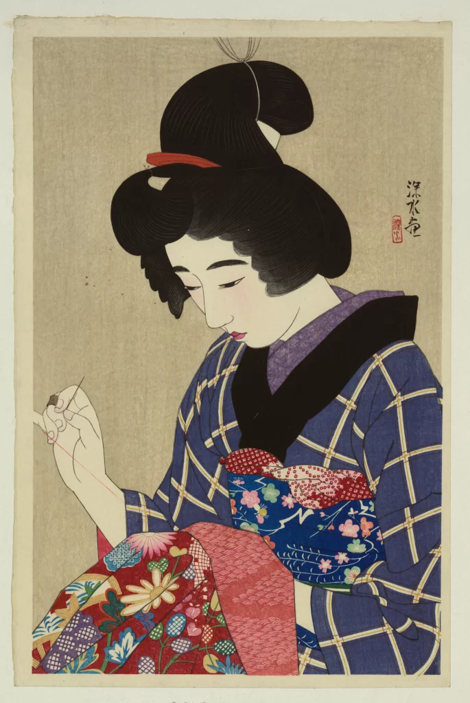 Traditional Japanese Attire Intricate Patterns Delicate Handwork Cultural Heritage Ukiyo-e Artistry