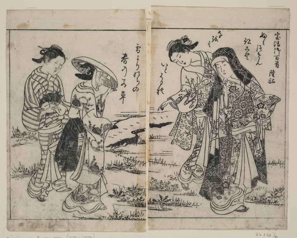 Traditional Japanese Attire Nature Historical Scene Cultural Depiction Ukiyo-e Art