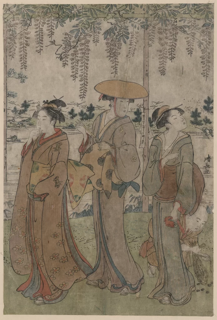 Traditional Japanese Attire Nature Women Historical Scene Cultural Art