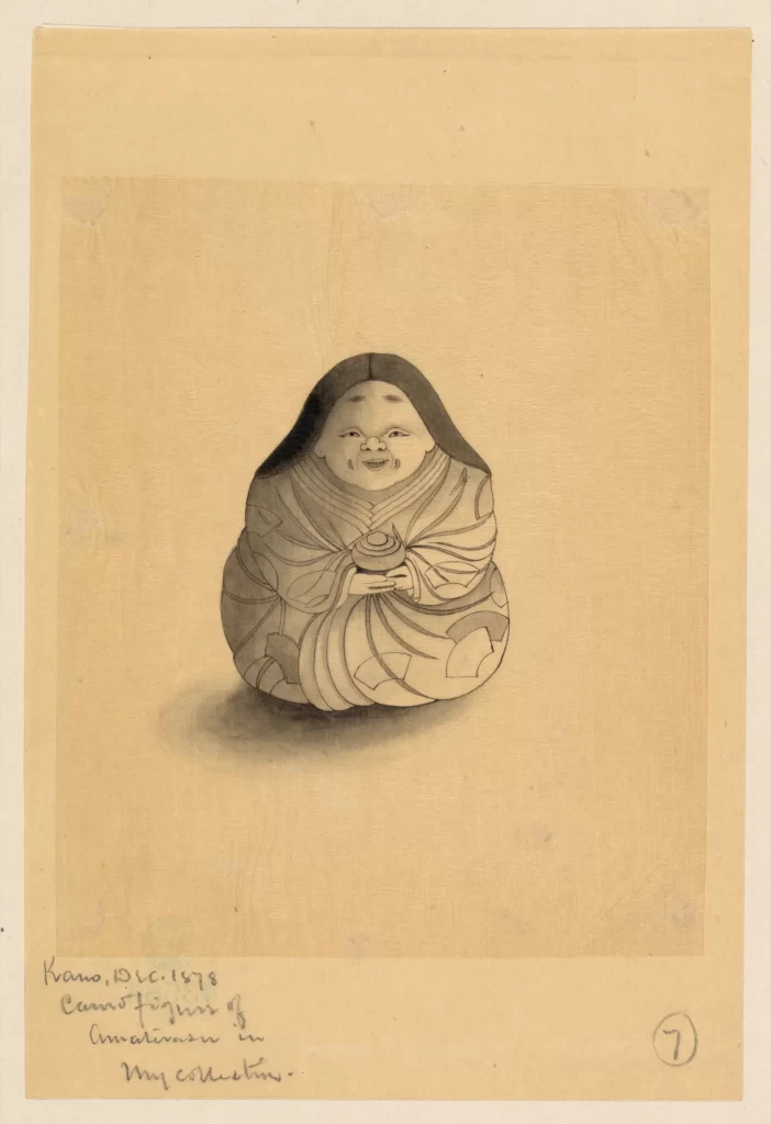 Traditional Japanese Attire Seated Figure Detailed Clothing Gentle Expression Historical Art Style Cultural Representation