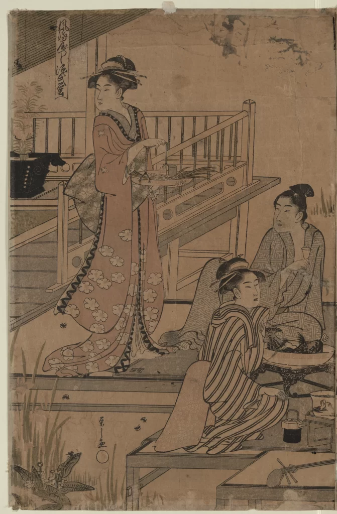Traditional Japanese Attire Tea Ceremony Edo Period Ukiyo-e Cultural Setting