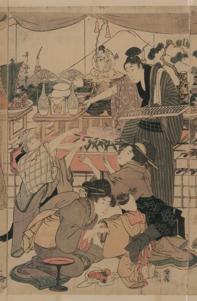 Traditional Japanese Family Daily Life Edo Period Cultural Setting Domestic Scene Ukiyo-e Art