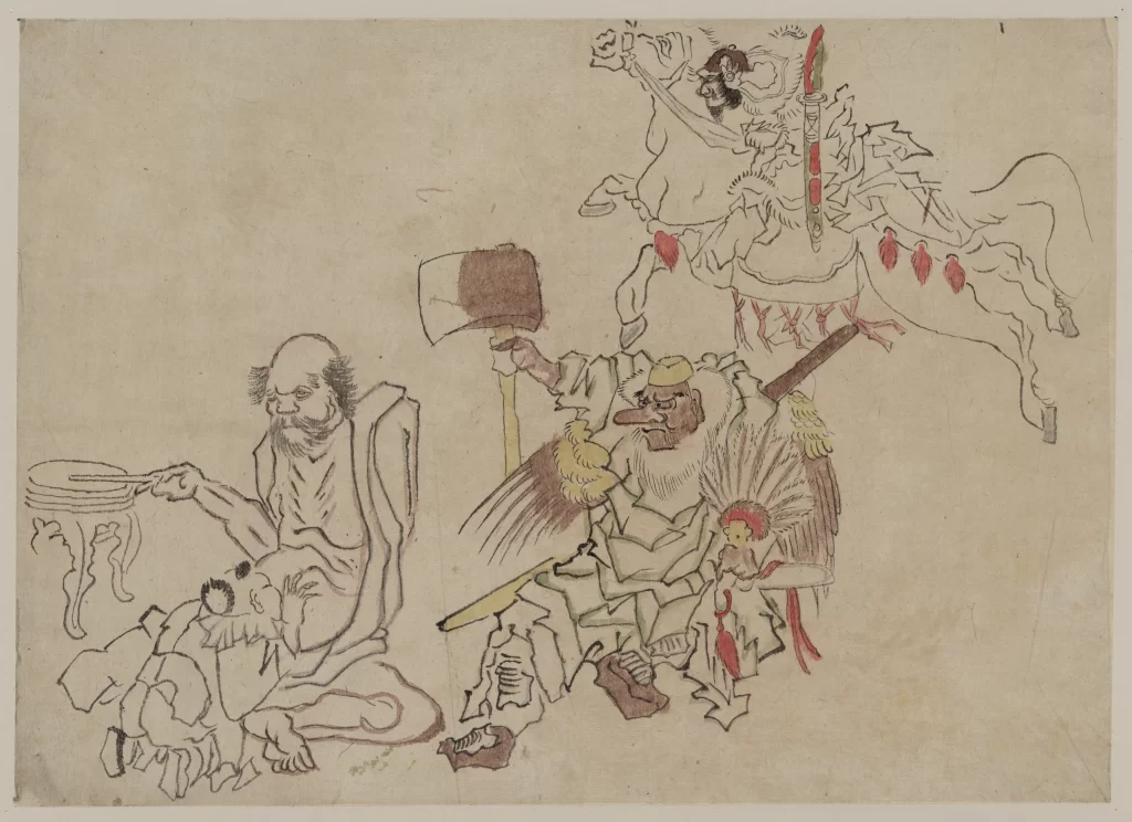 Traditional Japanese Ink Painting Characters Narrative
