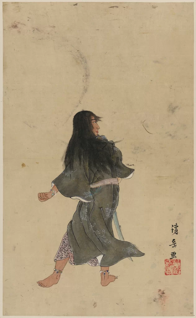 Traditional Japanese Ink Painting Figure Attire Cultural