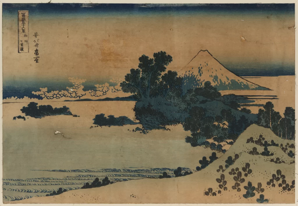 Traditional Japanese Landscape Mount Fuji Serene Nature Woodblock Print