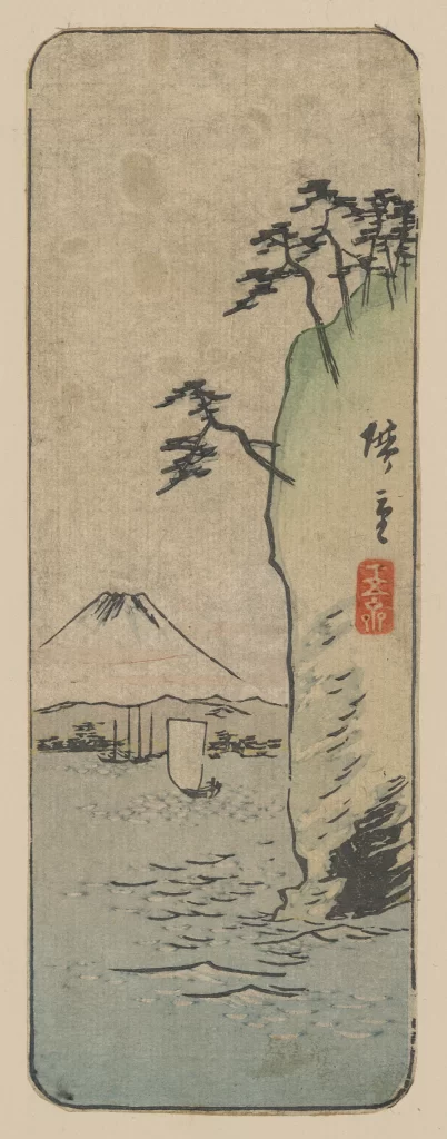 Traditional Japanese Landscape Painting Serene Nature Water Trees Mountain