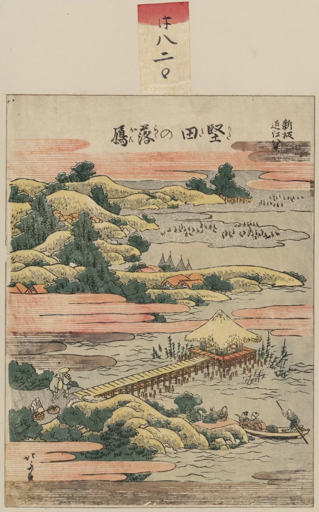 Traditional Japanese Landscape Serene Nature Water Bridge Hut