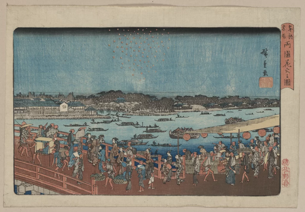 Traditional Japanese Art Ukiyo-e River Festival
