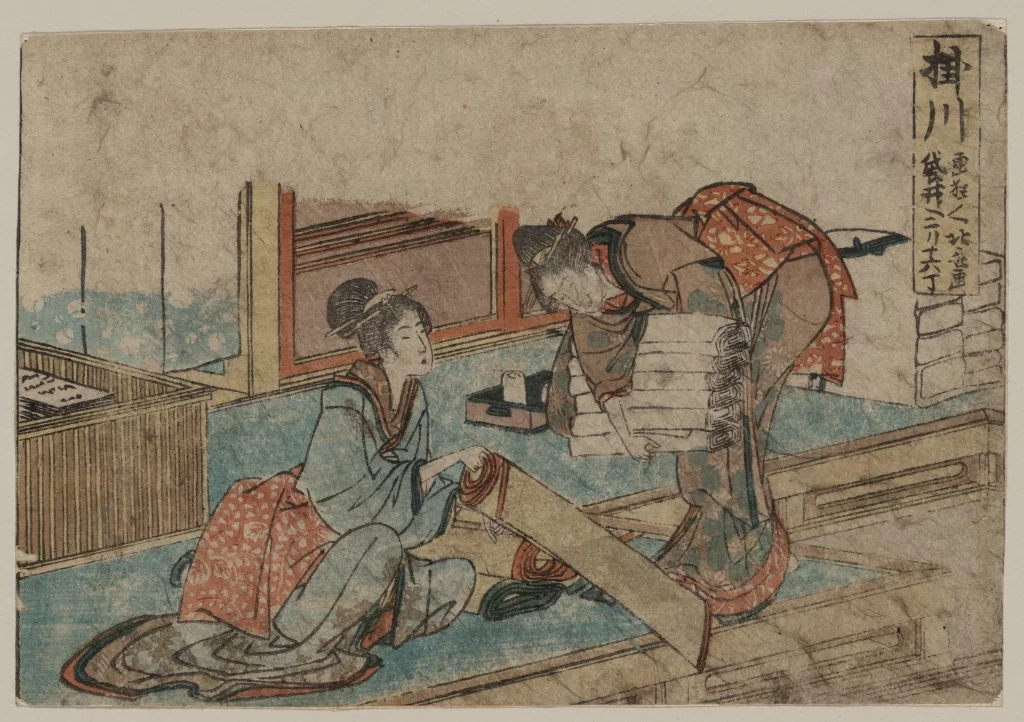 Traditional Japanese Ukiyo-e Women Fabric Indoor Cultural
