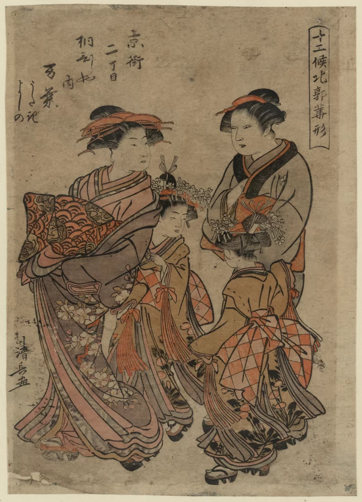 Traditional Japanese Ukiyo-e Women Kimonos Cultural Art