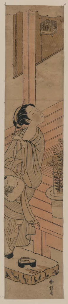 Traditional Japanese Woman Kimono Hair Combing Interior Setting Ukiyo-e Art