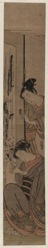 Traditional Japanese Women Kimono Mirror Hair Ukiyo-e Art
