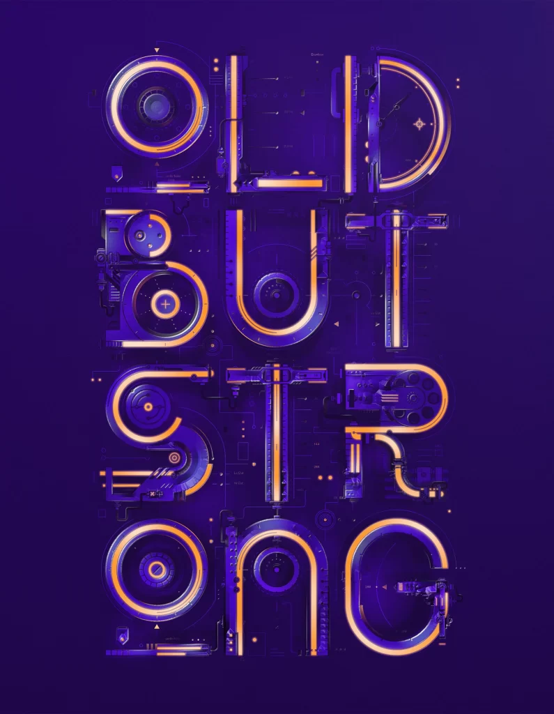 Typography futuristic neon design vibrant digital