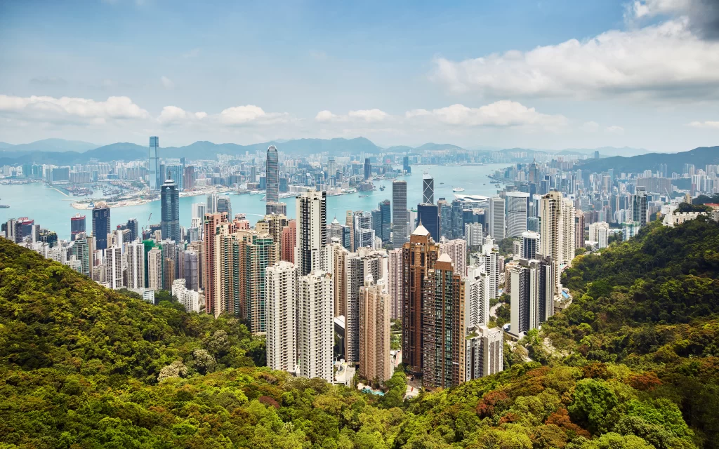 Urban Landscape Skyscrapers Greenery Cityscape Harbor Blue Sky