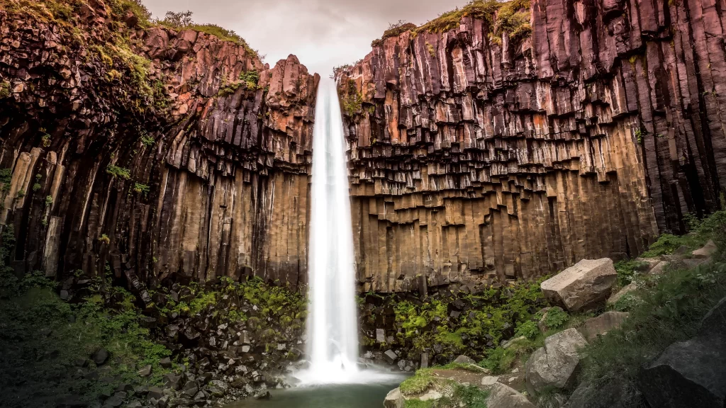 Waterfall Basalt Columns Nature Scenic Landscape