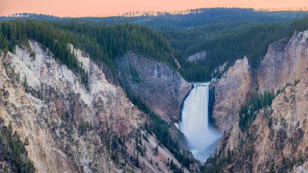 Waterfall Canyon Forest Sunset Mist Nature