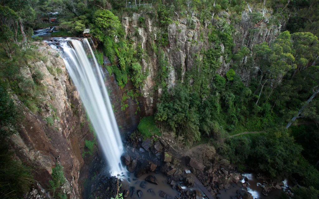 Waterfall Cliff Forest Greenery Nature Scenic