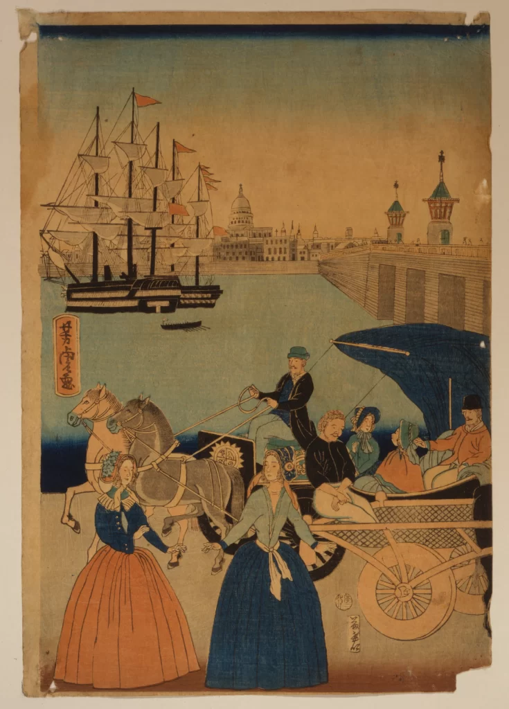 Western-style Clothing Horse-drawn Carriage Sailing Ship European Architecture Japanese Art Historical Scene