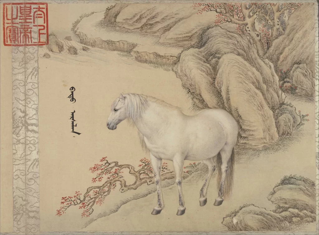 White Horse Craggy Rock Red Maple Wang Zhicheng