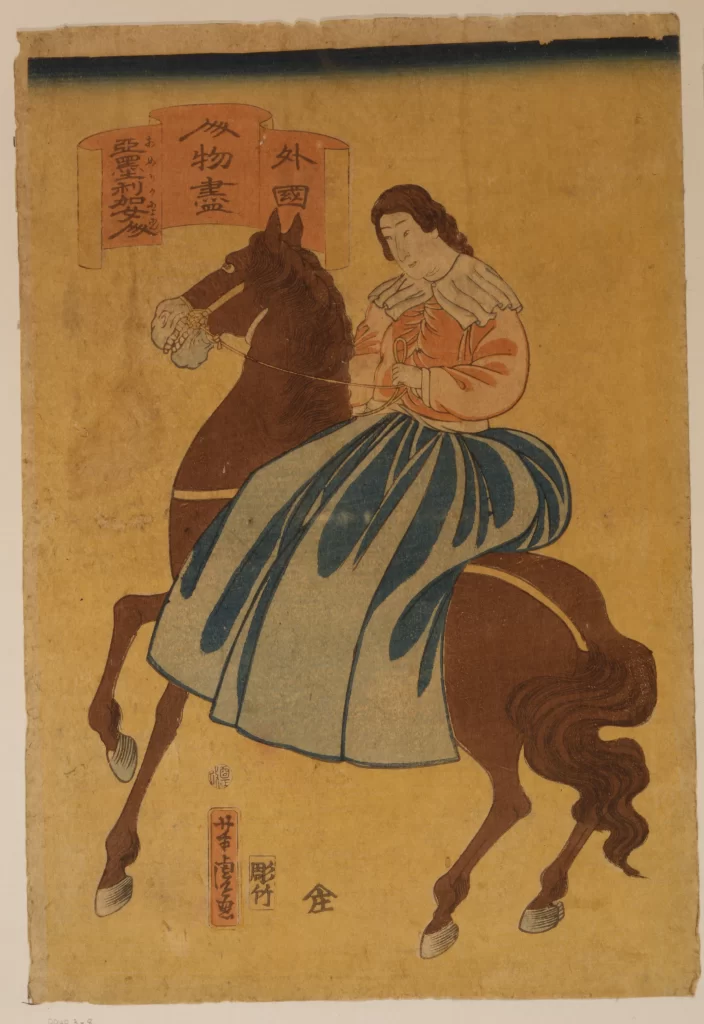 Woman Horse Traditional Attire Japanese Art Cultural Representation