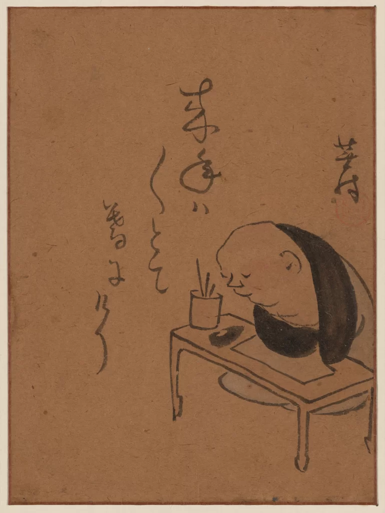 Zen Monk Ink Painting Contemplation Simplicity Traditional Art