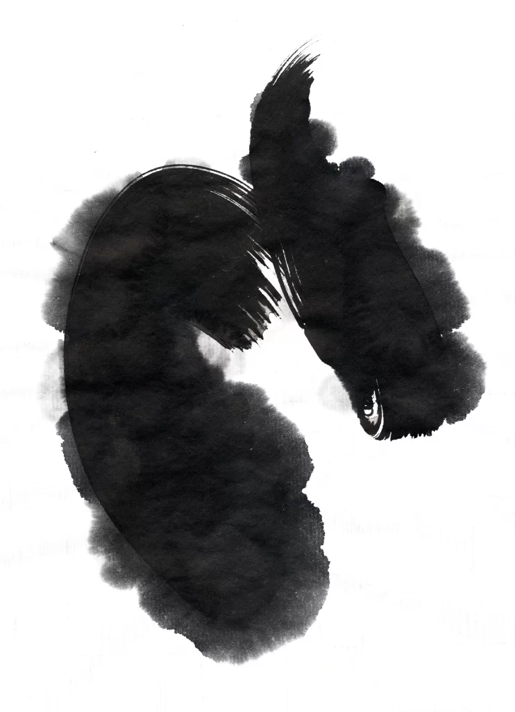 Abstract Black Ink Wash Gradient Flowing Dense