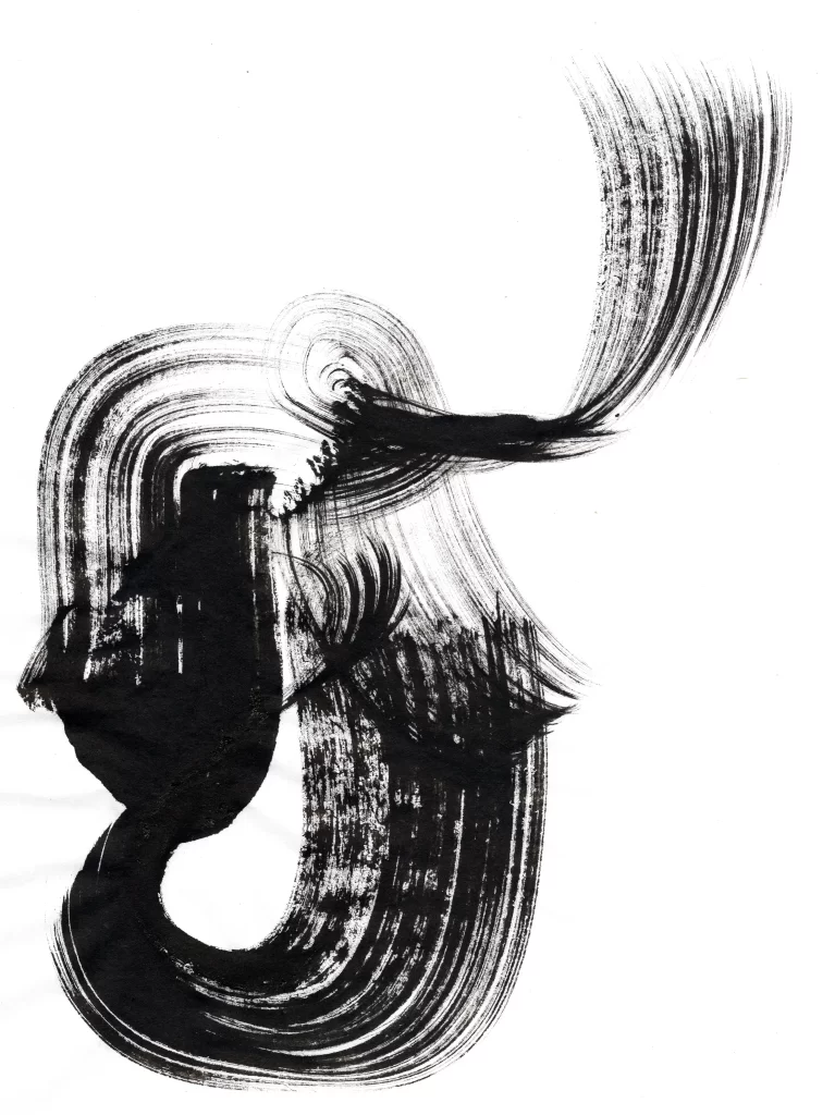 Abstract Black White Flowing Curved Dynamic Fluid