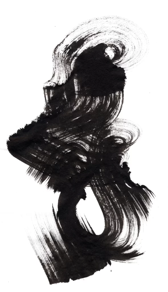 Abstract Black White Swirling Dynamic Fluidity